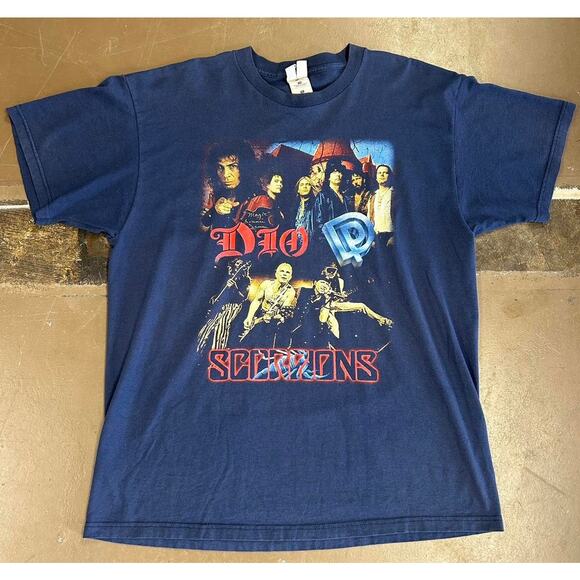 Vintage 2002 Dio Scorpions Deep Purple Band Tee Classic Rock Tour Y2K Graphic - Picture 1 of 4